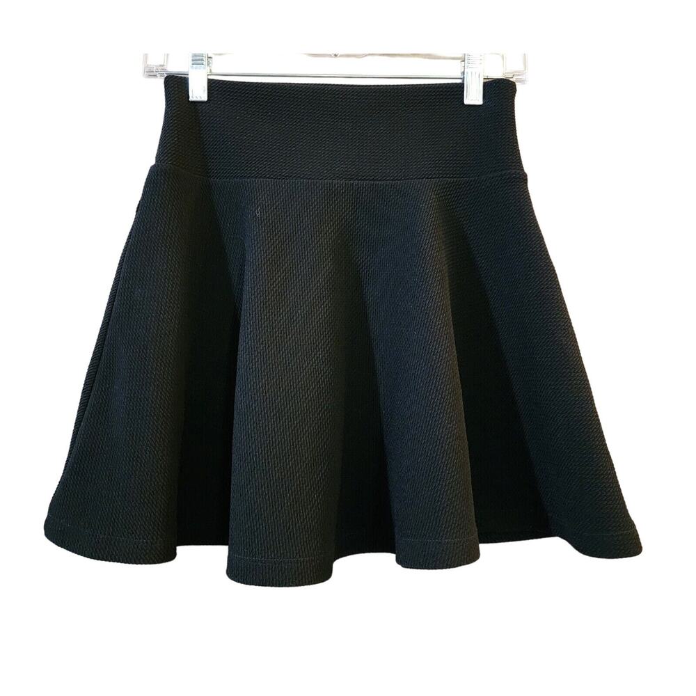 Forever 21 Womens Woven Knit Skater Skirt Size S Jrs Black Side Zip